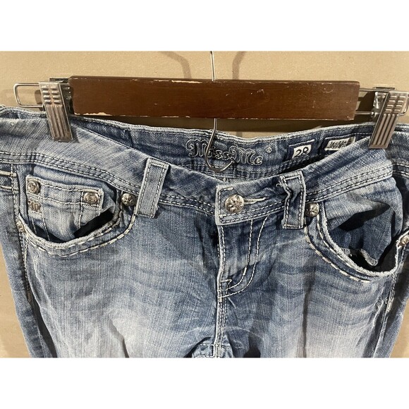 MISS ME Easy Boot Cut Size 28 Denim Jeans Embellished Distressed - Picture 3 of 5